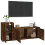 Set Mobili Porta TV 2 pz Rovere Fumo in Legno Multistrato