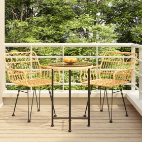 Set da Pranzo da Giardino 3 pz in Polyrattan