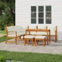 Set da Pranzo Giardino 7pz con Cuscini Legno Massello di Acacia