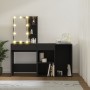 Toeletta con LED e Armadietto in Legno Multistrato Nero