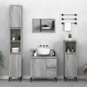 Set Mobili da Bagno 3 pz Grigio Sonoma in Legno Multistrato