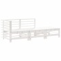 Set Divani da Giardino 3pz con Cuscini in Legno Massello Bianco