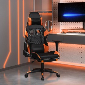 Sedia Gaming Massaggio Poggiapiedi Nero e Arancione Similpelle