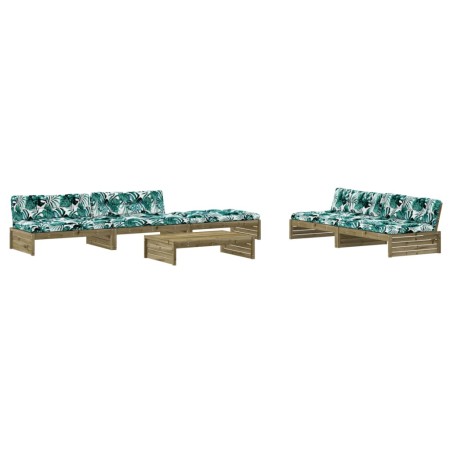 Set Divani da Giardino 6pz con Cuscini Legno Impregnato di Pino