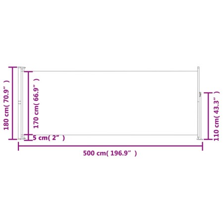 Tenda Laterale Retrattile per Patio 180x500 cm Crema