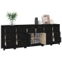 Credenza Nera 230x35x80 cm in Legno Massello di Pino