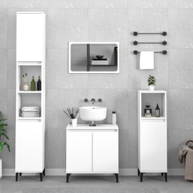 Set Mobili da Bagno 3 pz Bianco in Legno Multistrato