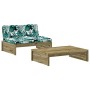 Set Divani da Giardino 2pz con Cuscini Legno Impregnato di Pino