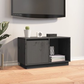 Mobile Porta TV Grigio 74x35x44 cm in Legno Massello di Pino