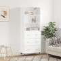 Credenza Bianca 69,5x34x180 cm in Legno Multistrato