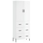 Credenza Bianco Lucido 69,5x34x180 cm in Legno Multistrato