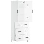 Credenza Bianco Lucido 69,5x34x180 cm in Legno Multistrato