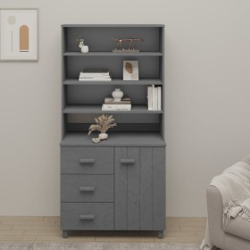 Credenza HAMAR in Legno Massello di Pino Grigio Scuro