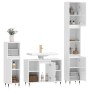 Set Mobili da Bagno 3 pz Bianco Lucido in Legno Multistrato