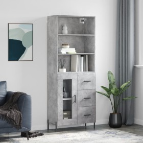 Credenza Grigio Cemento 69,5x34x180 cm in Legno Multistrato