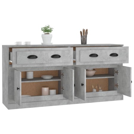 Credenze 2 pz Grigio Cemento in Legno Multistrato