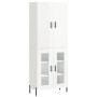 Credenza Bianco Lucido 69,5x34x180 cm in Legno Multistrato