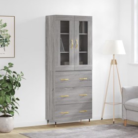 Credenza Grigio Sonoma 69,5x34x180 cm in Legno Multistrato