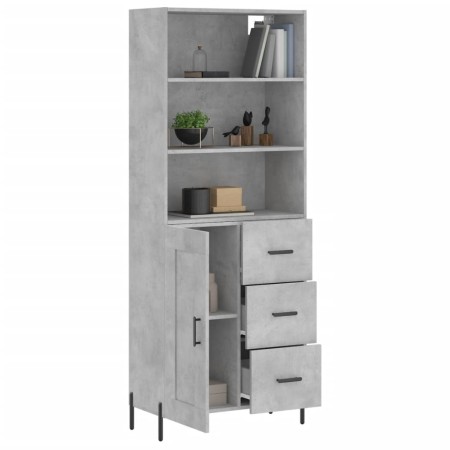 Credenza Grigio Cemento 69,5x34x180 cm in Legno Multistrato