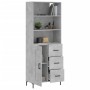 Credenza Grigio Cemento 69,5x34x180 cm in Legno Multistrato