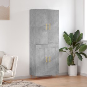 Credenza Grigio Cemento 69,5x34x180 cm in Legno Multistrato