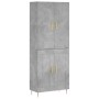 Credenza Grigio Cemento 69,5x34x180 cm in Legno Multistrato