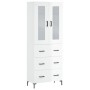 Credenza Bianco Lucido 69,5x34x180 cm in Legno Multistrato