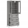 Credenza Grigio Sonoma 69,5x34x180 cm in Legno Multistrato