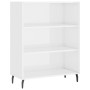 Credenza Bianco Lucido 69,5x34x180 cm in Legno Multistrato