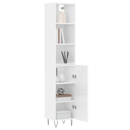 Credenza 34,5x34x180 cm in Legno Multistrato Bianco Lucido