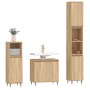 Set di Mobili da Bagno 3 pz Rovere Sonoma in Legno Multistrato