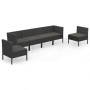 Set Divani da Giardino 6 pz con Cuscini in Polyrattan Nero