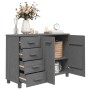 Credenza HAMAR Grigio Scuro 113x40x80 cm Legno Massello di Pino