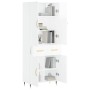 Credenza Bianco Lucido 69,5x34x180 cm in Legno Multistrato