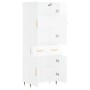 Credenza Bianco Lucido 69,5x34x180 cm in Legno Multistrato