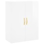 Credenza Bianco Lucido 69,5x34x180 cm in Legno Multistrato