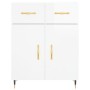 Credenza Bianco Lucido 69,5x34x180 cm in Legno Multistrato