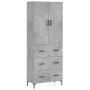 Credenza Grigio Cemento 69,5x34x180 cm in Legno Multistrato