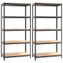 Scaffali Resistenti 5 Ripiani 2pz Grigio Acciaio e Multistrato