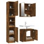 Set Mobili da Bagno 3 pz Rovere Fumo in Legno Multistrato