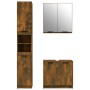 Set Mobili da Bagno 3 pz Rovere Fumo in Legno Multistrato