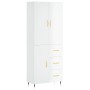 Credenza Bianco Lucido 69,5x34x180 cm in Legno Multistrato