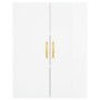 Credenza Bianco Lucido 69,5x34x180 cm in Legno Multistrato