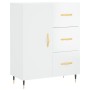 Credenza Bianco Lucido 69,5x34x180 cm in Legno Multistrato