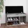 Panca Scarpe con Cuscino Grigio Cemento 80x30x47cm Multistrato