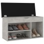 Panca Scarpe con Cuscino Grigio Cemento 80x30x47cm Multistrato