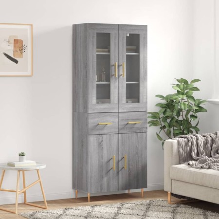 Credenza Grigio Sonoma 69,5x34x180 cm in Legno Multistrato