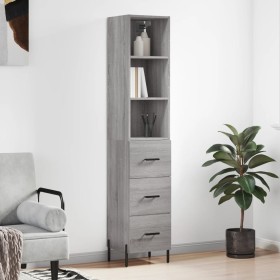 Credenza Grigio Sonoma 34,5x34x180 cm in Legno Multistrato