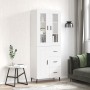 Credenza Bianco Lucido 69,5x34x180 cm in Legno Multistrato