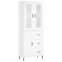 Credenza Bianco Lucido 69,5x34x180 cm in Legno Multistrato